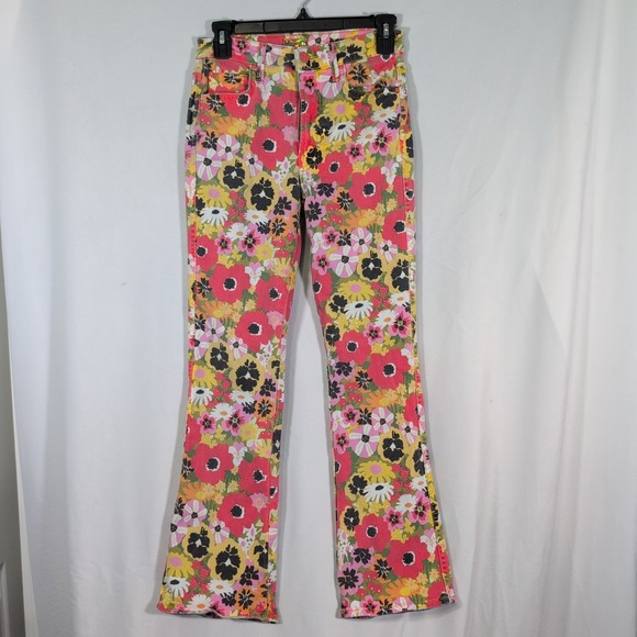 27 Mother x Anthropologie Mid-rise Smokin double flood Flowers Al Fresco jeans